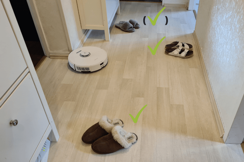 Obstacle detection of the Roborock S8 Pro Ultra for shoes.